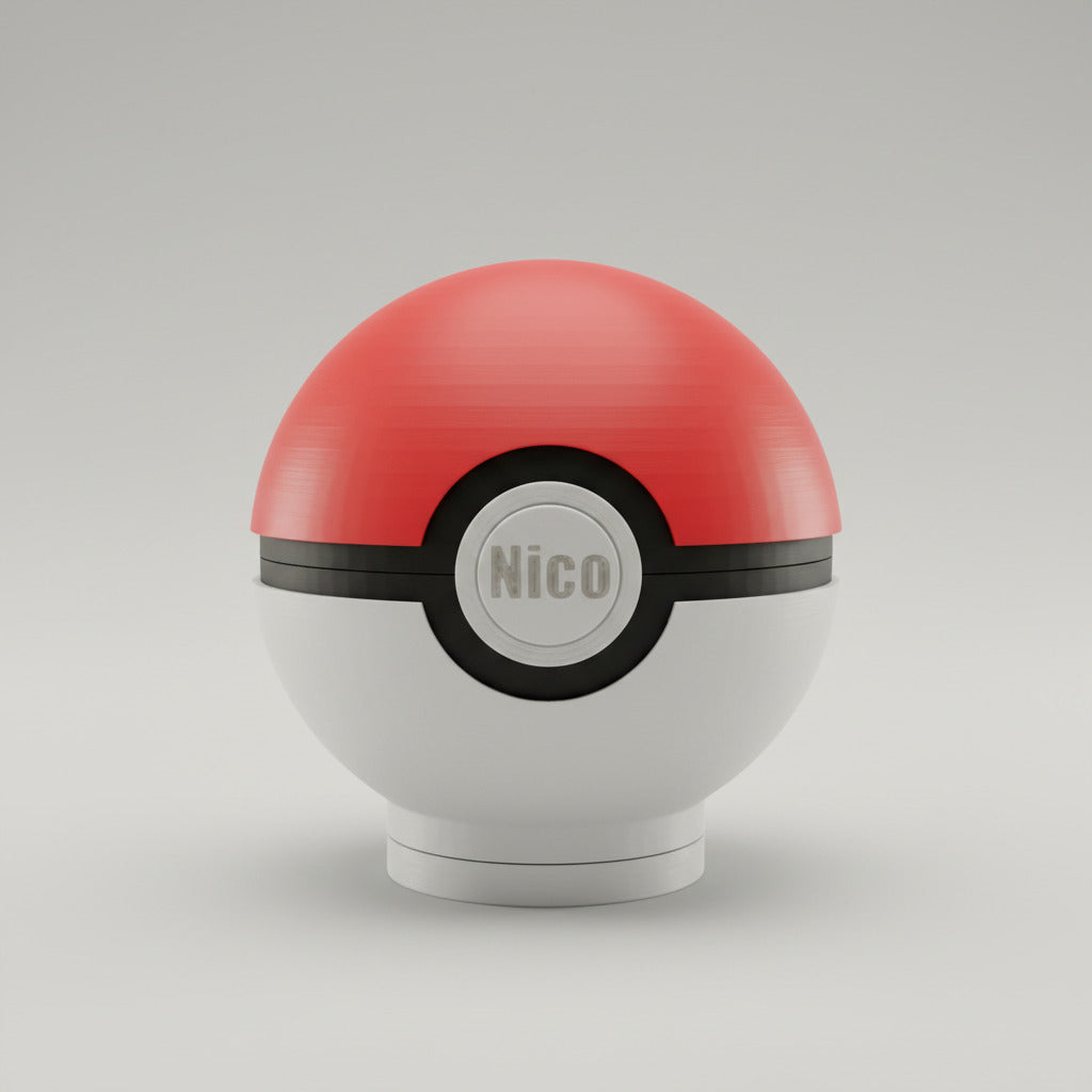 Personalisierter Pokéball – 3D-Druck mit LED & Namensgravur