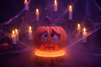 Halloween Kürbis Panik-Gesicht – leuchtend mit Kerzen
