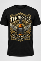 Schwarzes T-Shirt mit ornamentalem Flaschen-Print