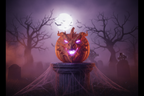 Halloween Drachen-Dämon Kürbis – Friedhof Halloween Szene