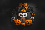 Halloween Türkranz Eule – Detail 3D-Effekt