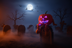 Halloween Kürbis mit Beinen – leuchtend Halloween Nacht