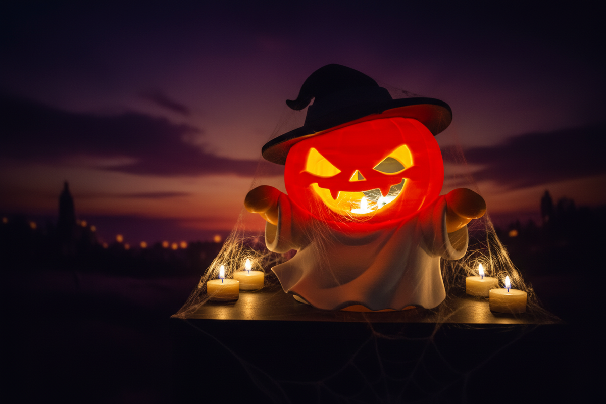 Kürbis-Geist beleuchtet Halloween