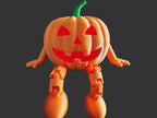 Halloween Kürbis mit Beinen – Frontansicht mit grünem Stiel