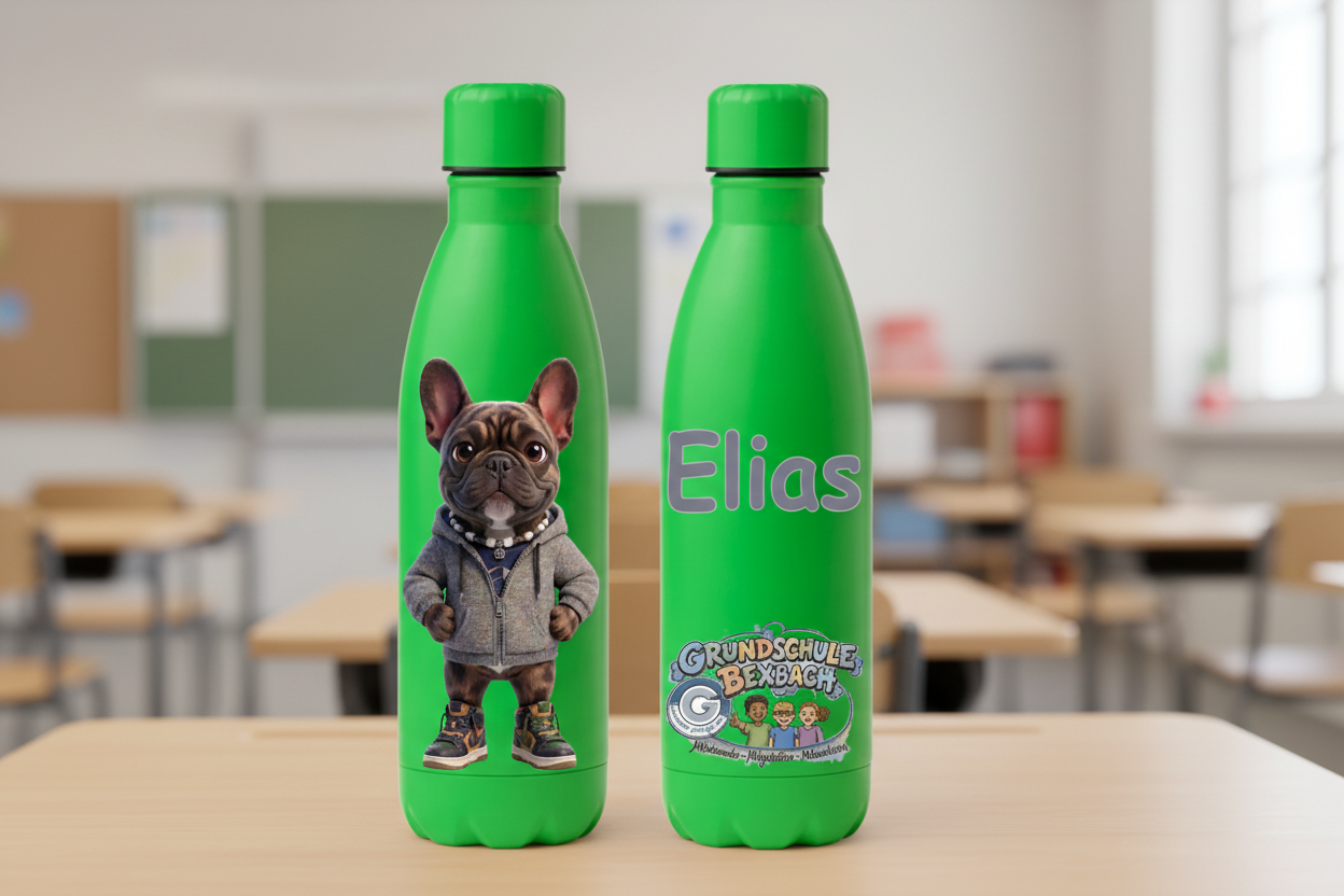 Trinkflasche Grün beide Ansichten